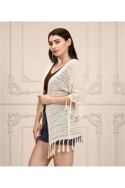 modasindoma Women's Mesh Cardigan Cream