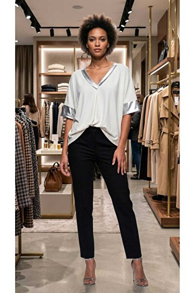 Olea V-Neck Oversize Low-Sleeve Bluz