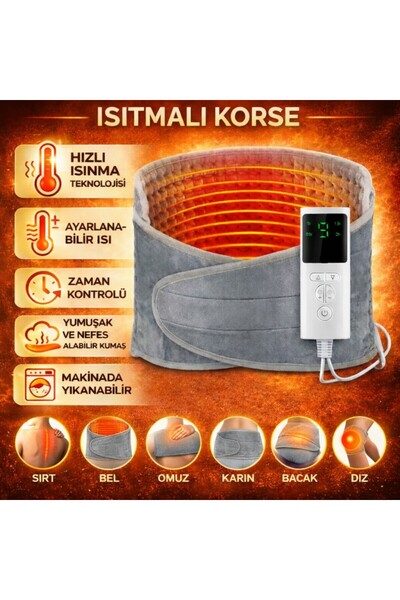 Polham Elektrikli 3 Kademe Isı – Zaman Ayarlı Isıtmalı Korse, Bel, Sırt, Omuz...