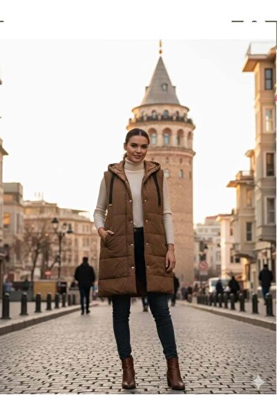 modasindoma Ženske Prošiveno Prsluk Smeđe