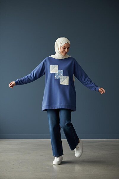 My Still My Style Tunic with Denim and Fabric Details on the Front P Cotton U
