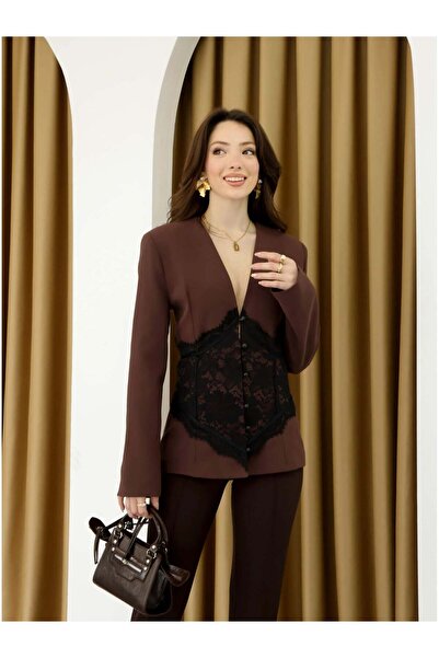 Coral Lace Li Beli Short Jacket 251881 Brown