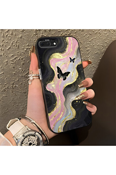 Hontinga حافظة هاتف آيفون 8 بلس متوافقة مع حافة السيليكون الصلبة والمضادة للس...