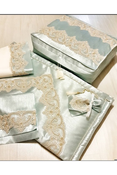 eddacca 6 Parça Çeyiz Bohça Hurç Seti – Seccade Kur'an Kabı Yüz Havlusu Tesbi...