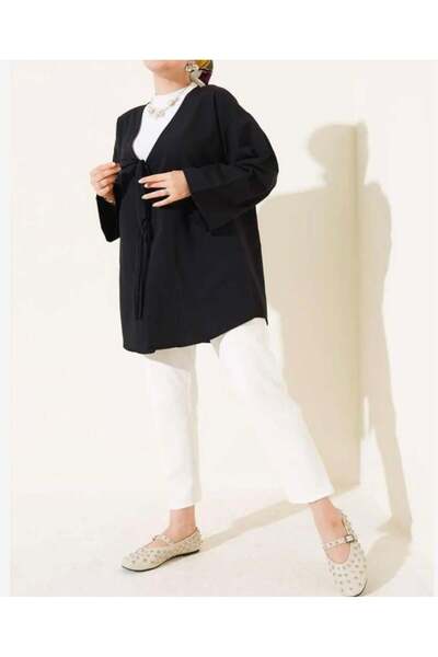 modasindoma Pantofi de damă cu fundă în față și șireturi, negri