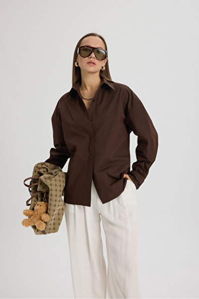MAI STUDIOS CO. Lira Oversized Brown Shirt