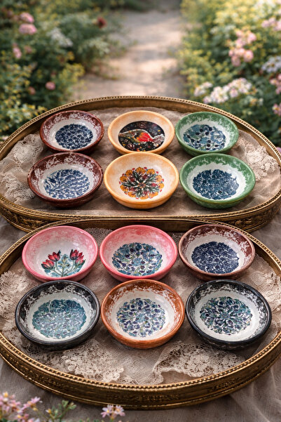 DestiHome 6'lı Çini Seramik 8Cm Çerezlik