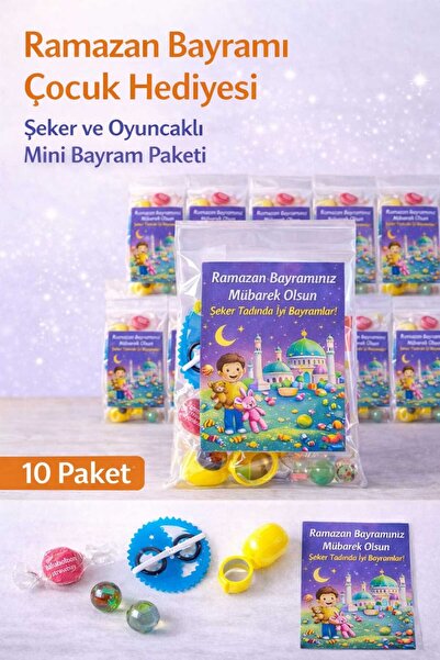 Emrah Gültekin Ramazan Bayramı Çocuk Hediyesi 10 Paket Şeker ve Oyuncaklı Min...