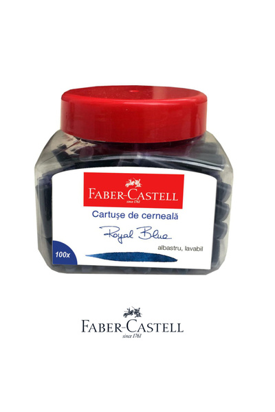 Faber Castell Set 100 Ink Cartridges for Pen, Blue, Faber-Castell, Internatio...