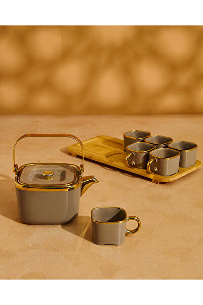 REDTAG Grey Tea Set With Bamboo Tray (8 Piece)