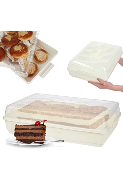 KADAX Plastic Container for Cakes, Pastries, Cake Box, Rectangular, Large