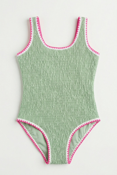 Katia&Bony Κοριτσίστικο μαγιό Sea La Vie Green Drawstring Με υφή Pink με ρέλι