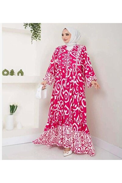modasindoma Women's Ethnic Patterned Dress Pink