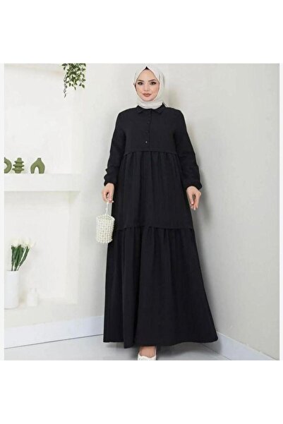 modasindoma Γυναικείο φόρεμα Γιακάς πουκαμίσου μαύρο