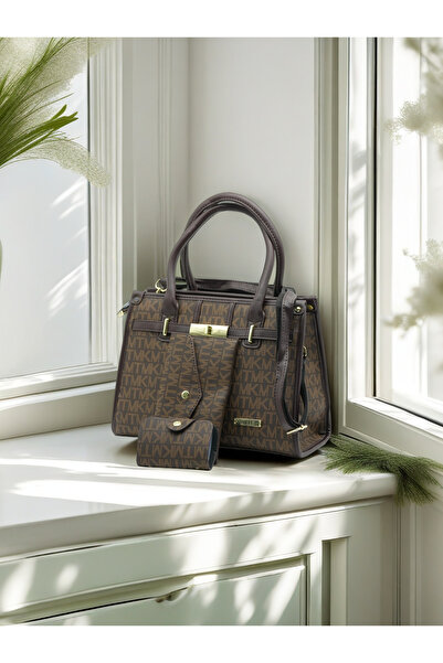 Finelook Women’s Designer-Inspired Monogram Tote Handbag with Gold Lock & Top...