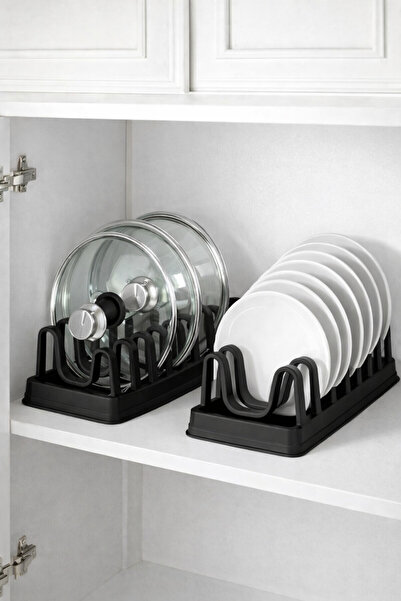 Binbirreyon 2 Pieces of In-Cabinet Organizer Plate Rack Pot Lid Organizer Rd094