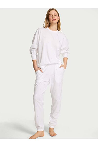 Victoria's Secret %100 Pamuklu Işıltılı Uzun Pijama Takımı
