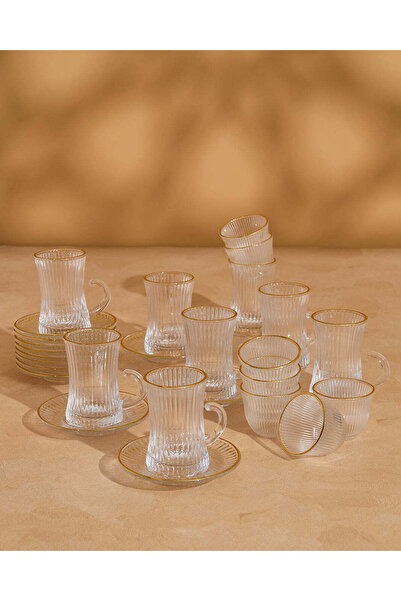 REDTAG Clear Glass Tea Set With Gold Rim Set (36 Piece)
