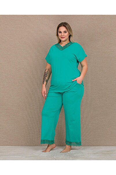 Lady Lingerie Short Sleeve Plus Size Women's Pajama Set of Cotton