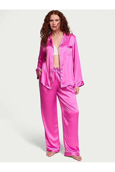 Victoria's Secret Parlak Saten Uzun Pijama Takımı