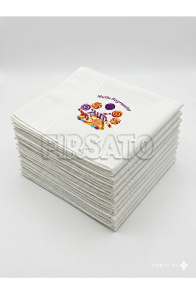 Fırsato Bayram Mendili Mutlu Bayramlar Baskılı 10 ADET | Hediyelik | Mendil 2...