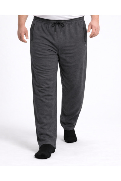 BattalModa Men's Large Size Anthracite Two Thread Pocket Zipper Sweatpants 3X...