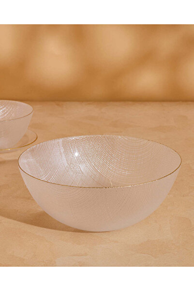 REDTAG Clear Glass Salad Bowl With Gold Rim