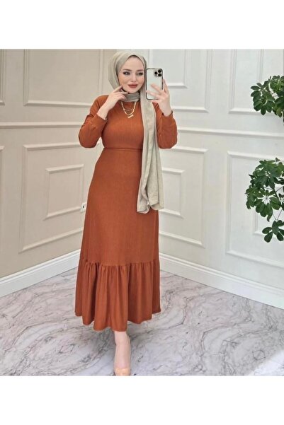 modasindoma Women's Skirt Ruffled Dress Tan