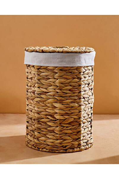 REDTAG سلة غسيل من زهرة النيل الطبيعية مع غطاء وبطانة - متوسطة الحجم