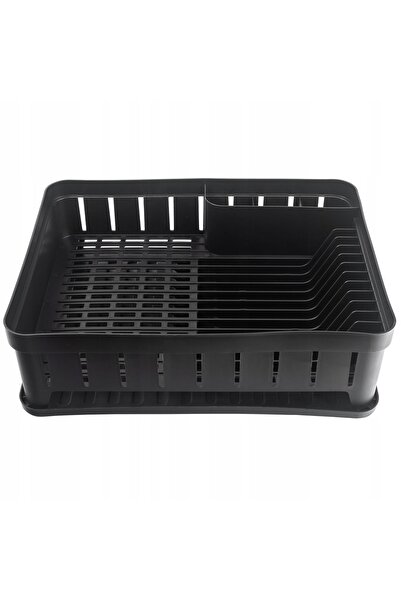 KADAX Scurgător de vase, suport pentru tacâmuri, tavă neagră din plastic, 39 cm