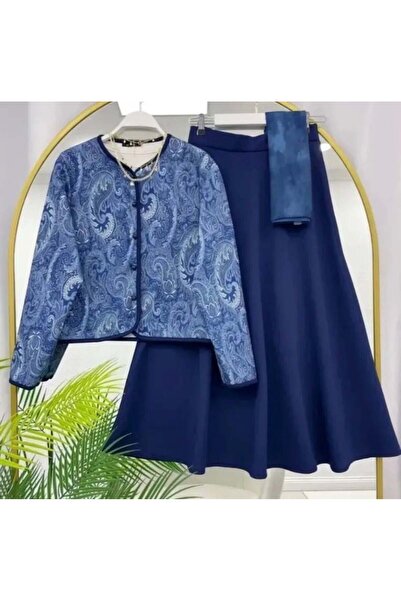 modasindoma Γυναικείο σετ φούστας Με έθνικ μοτίβο τεμαχίων σε μπλε ναυτικό