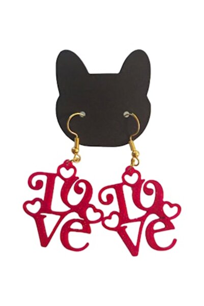 OEM Cercei Love, roșii, polipropilenă