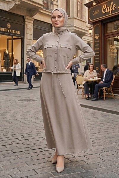 Bestenur Cover Pocketed Button Double Suit 1696 - Stone