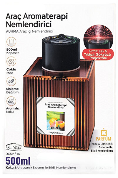 MO DOU Araç İçi Aromaterapi Nemlendirici 500ml RGB Işıklı Ultrasonik Difüzör ...