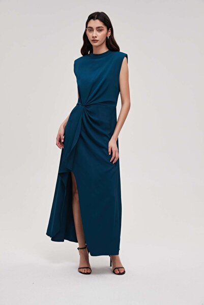 mica Sleeveless plain maxi dress with front slit
