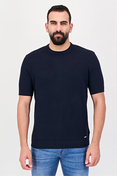 Threadbare Men Crew Neck Short Sleeve Textured T-Shirt, Navy