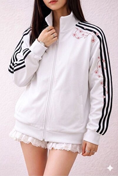 ARS Butik Three Stripes Sakura Tree Y2K Unisex Transitional Zipper Cardigan