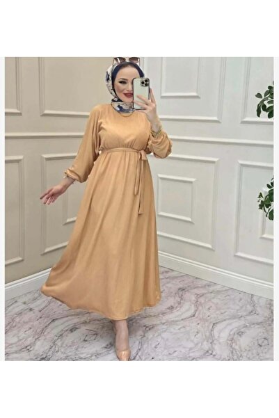 modasindoma Women's Bat Sleeve Dress Beige