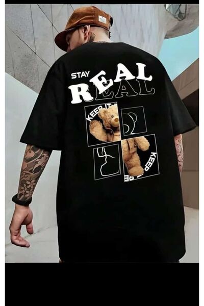 Marco Fresco Μπλουζάκι Unisex με στάμπα αρκούδας και κείμενο – Στρογγυλή λαιμ...