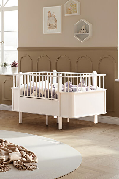 Setay MDF Beşik, Beyaz Dünya Büyüyen Beşik 80x130 - Beyaz Dünya Karyola 80x190