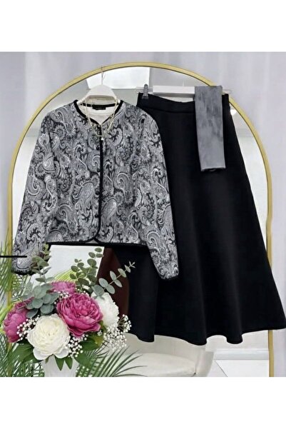 modasindoma Γυναικείο σετ φούστας Με έθνικ μοτίβο τεμαχίων σε μαύρο χρώμα