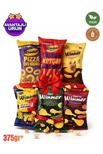 WINNER MEGA BOY KARIŞIK CİPS PAKETİ 6 Farklı Aromalı Patates ve Mısır Cipsi |...
