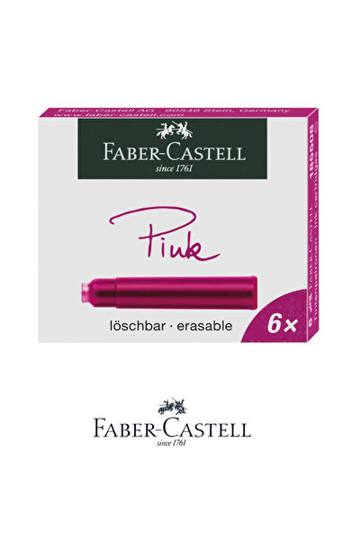 Faber Castell Set 6 Ink Cartridges Pink Vibrant for Pen, Erasable, Faber-Castell