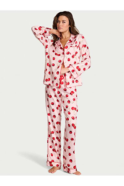 Victoria's Secret Parlak Saten Uzun Pijama Takımı