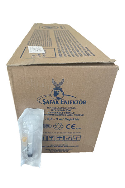 Şafak (2.5cc-3/p) 25G Contalı TURUNCU AŞI Enjektör Kısa 250 Adet