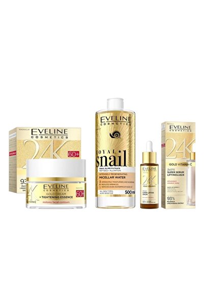 Eveline Cosmetics 24K Gold Set – 60+ Cream 50ml, Serum 30ml and Royal Snail M...