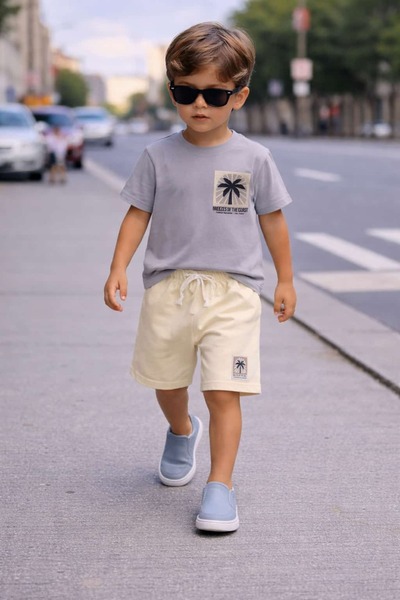 ciklet kids Set de jos și de sus pentru băiat cu pantaloni scurți