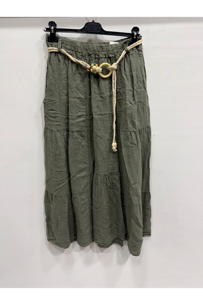 della moor Khaki Italian İp Ke Belt Elastic Waist Ce Pocketed a Patchwork E L...