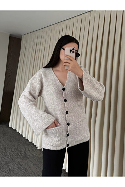 Laluvia Stone Buttoned Basic Cardigan - 4622