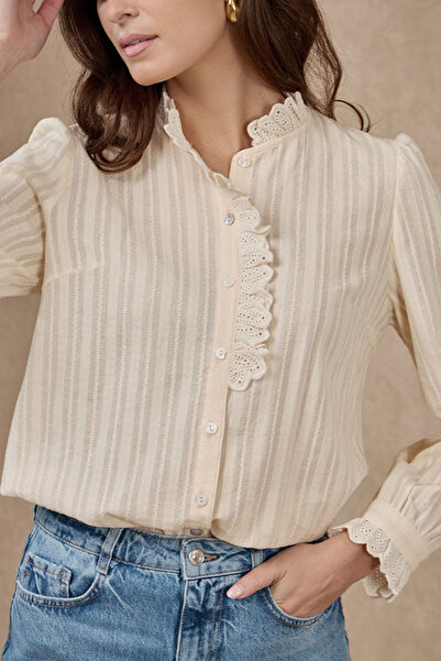 SOFILINE Ανοιχτόχρωμο ροδακινί πουκάμισο με κέντημα ZS8002